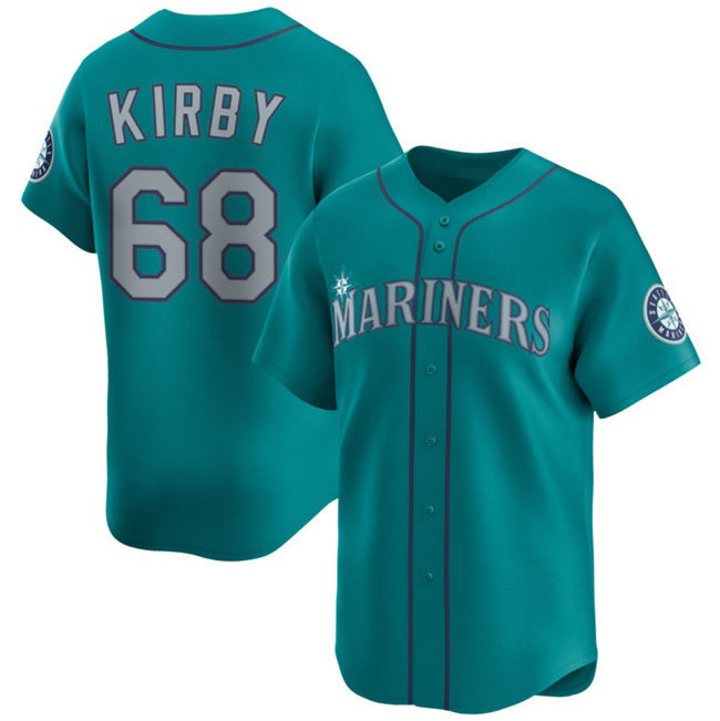 Seattle Mariners #68 George Kirby Aqua MWATKINS Limited Stitched Jersey