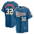 Milwaukee Brewers #32 Jacob Misiorowski Mineral Blue MWATKINS 2026 City Connect Stadium Jersey