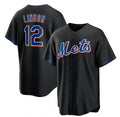 New York Mets #12 Francisco Lindor Black MWATKINS 2022 Cool Base Stitched Jersey