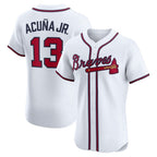 Atlanta Braves #13 MWATKINSld Acu?a Jr. White MWATKINS Home Elite Player Jersey
