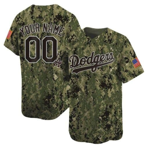Custom Los Angeles Dodgers USMC Alternate Vapor Premier Limited Jersey ¨C All Stitched-Woodland MWATKINS