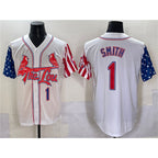 St. Louis Cardinals #1 Ozzie Smith White MWATKINS Independence Day Vapor Premier Limited Stitched Jersey