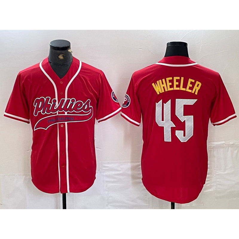 Philadelphia Phillies #45 Zack Wheeler Red MWATKINS Cool Base Stitched Jersey