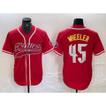 Philadelphia Phillies #45 Zack Wheeler Red MWATKINS Cool Base Stitched Jersey