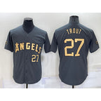 Los Angeles Angels #27 Mike Trout Number Grey MWATKINS 2022 All Star Stitched Cool Base Jersey