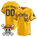 Custom Milwaukee Brewers x One Piece Gold MWATKINS Vapor Premier Limited Jersey - Stitched