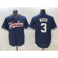 New York Yankees #3 Babe Ruth Navy MWATKINS Cool Base Stitched Jersey