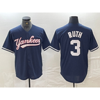 New York Yankees #3 Babe Ruth Navy MWATKINS Cool Base Stitched Jersey