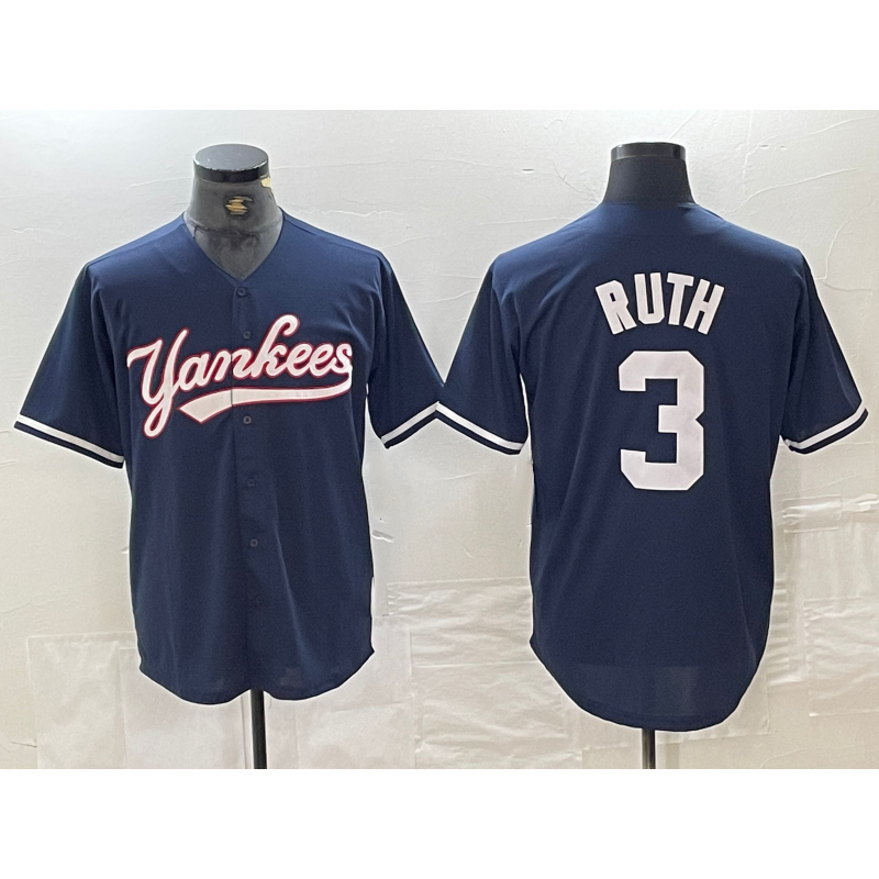 New York Yankees #3 Babe Ruth Navy MWATKINS Cool Base Stitched Jersey