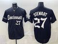Cincinnati Reds #27 Sal Stewart Black MWATKINS 'Gothic Queen City Edition' Vapor Premier Limited Stitched Jersey