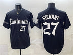Cincinnati Reds #27 Sal Stewart Black MWATKINS 'Gothic Queen City Edition' Vapor Premier Limited Stitched Jersey