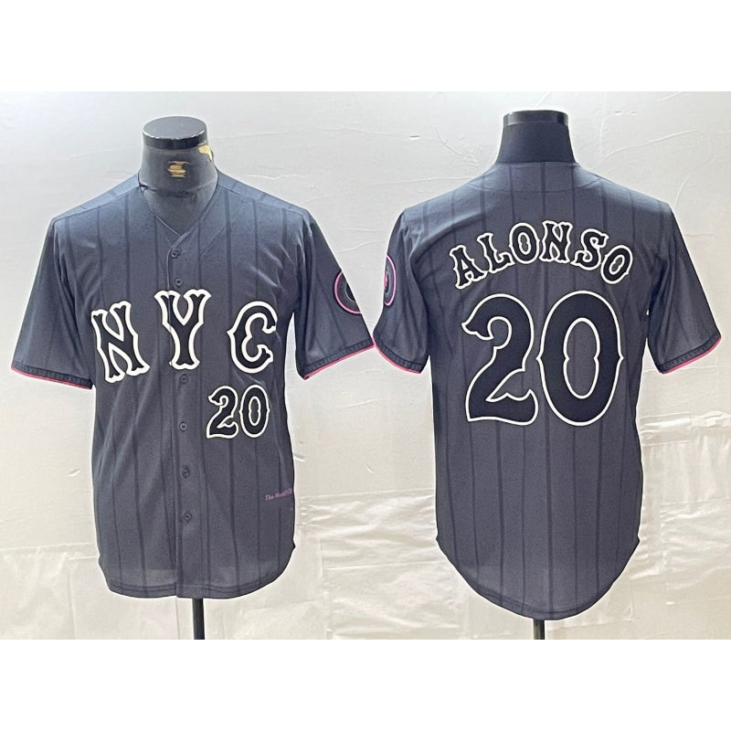New York Mets #20 Pete Alonso Number Grey MWATKINS 2024 City Connect Cool Base Stitched Jersey 2