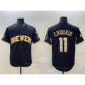 Milwaukee Brewers #11 Jackson Chourio Black Gold MWATKINS With Home Patch Limited Stitched Jersey