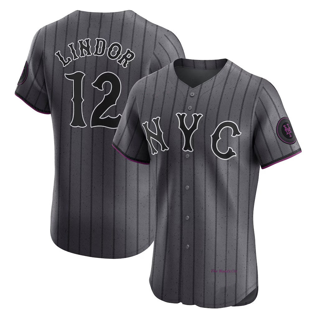 New York Mets #12 Francisco Lindor Gray MWATKINS City Connect Elite Jersey