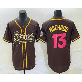 San Diego Padres #13 Manny Machado Brown MWATKINS NEW 2023 City Connect Cool Base Stitched Jersey 2