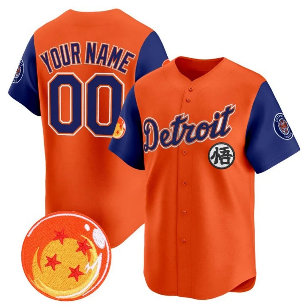 Custom Detroit Tigers x Dragon Ball Royal Orange MWATKINS Vapor Premier Limited Jersey - All Stitched