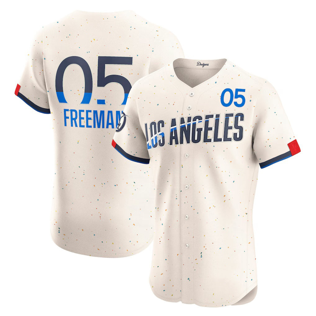 Los Angeles Dodgers #5 Freddie Freeman Cream MWATKINS City Connect Elite Jersey