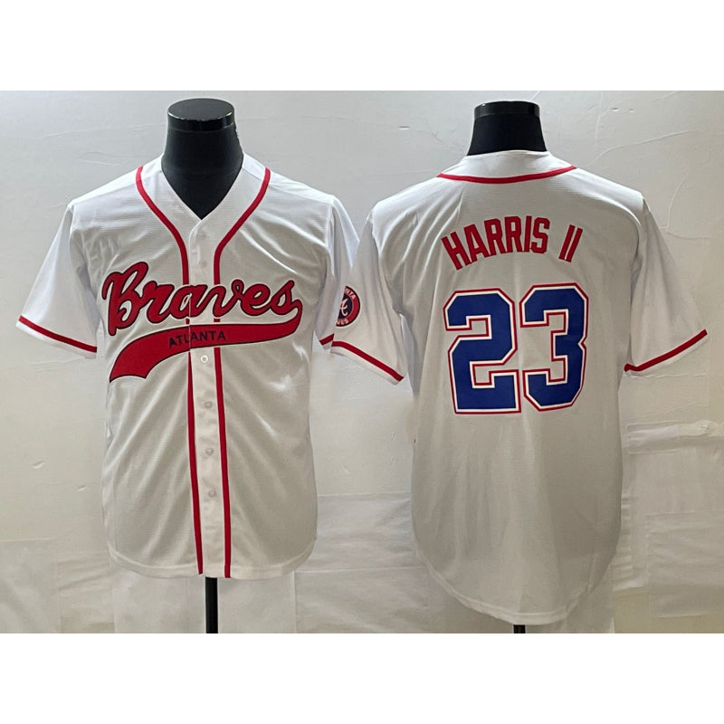Atlanta Braves #23 Michael Harris II White MWATKINS Cool Base With Patch Stitched Jersey 2