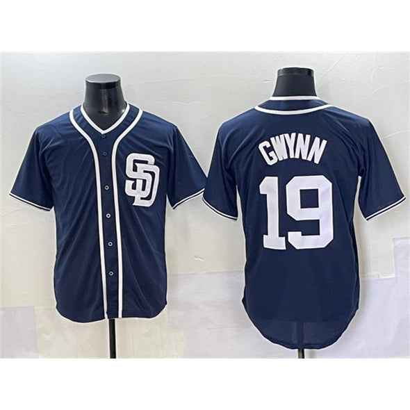 San Diego Padres #19 Tony Gwynn Navy MWATKINS Cool Base Stitched Jersey