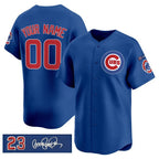 Custom Chicago Cubs Active Player Royal MWATKINS 'Ryne Sandberg Tribute' Vapor Limited V3 Stitched Jersey