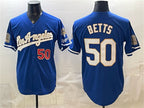 Los Angeles Dodgers #50 Mookie Betts Royal MWATKINS 2026 Gold Collection 9x & B2B Champs Patch Stitched Jersey