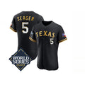 Texas Rangers #5 Corey Seager Black Gold MWATKINS 2023 World Series Flex Base Stitched Jersey