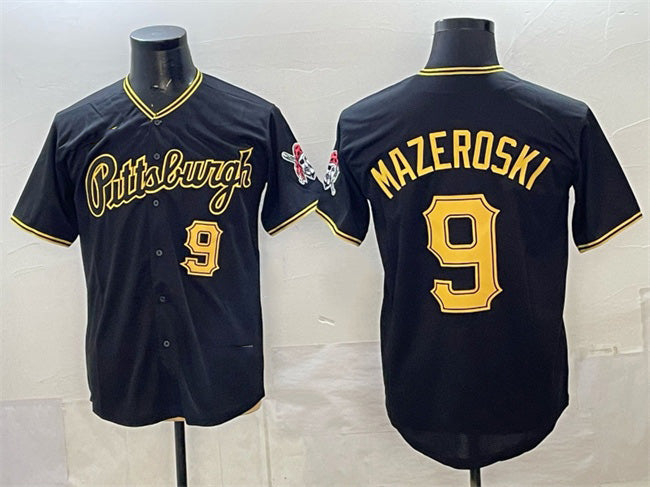 Pittsburgh Pirates #9 Bill Mazeroski Black MWATKINS Limited Stitched Jersey