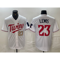 Minnesota Twins #23 Royce Lewis Number White MWATKINS Stitched Cool Base Jerseys