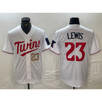 Minnesota Twins #23 Royce Lewis Number White MWATKINS Stitched Cool Base Jerseys