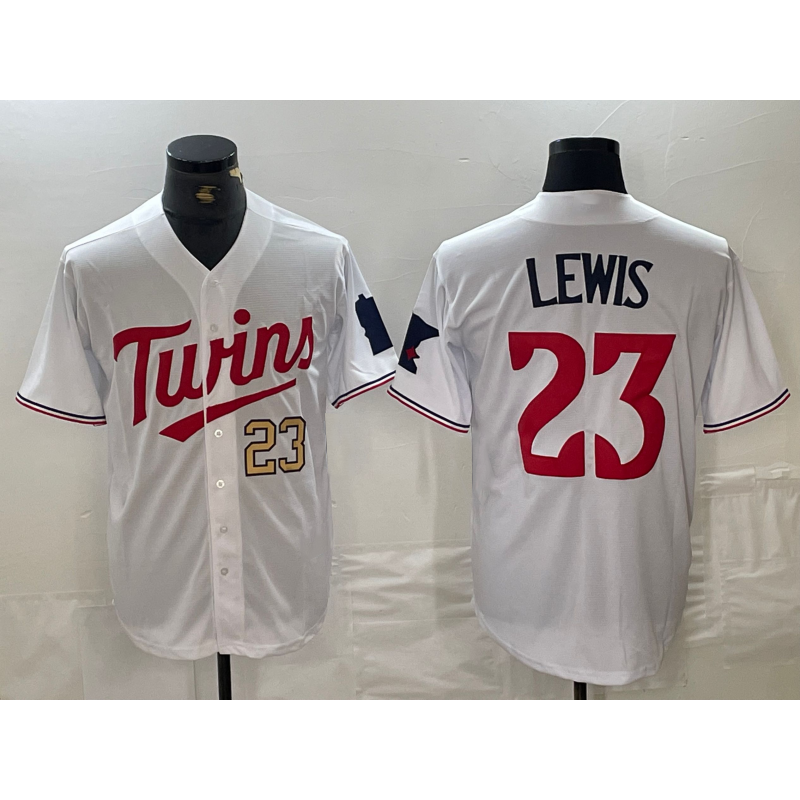 Minnesota Twins #23 Royce Lewis Number White MWATKINS Stitched Cool Base Jerseys