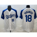 Los Angeles Dodgers #18 Yoshinobu Yamamoto Number White Blue MWATKINS Fashion Stitched Cool Base Limited Jersey 2