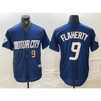 Detroit Tigers #9 Jack Flaherty Number 2024 Navy MWATKINS City Connect Cool Base Limited Stitched Jersey 2