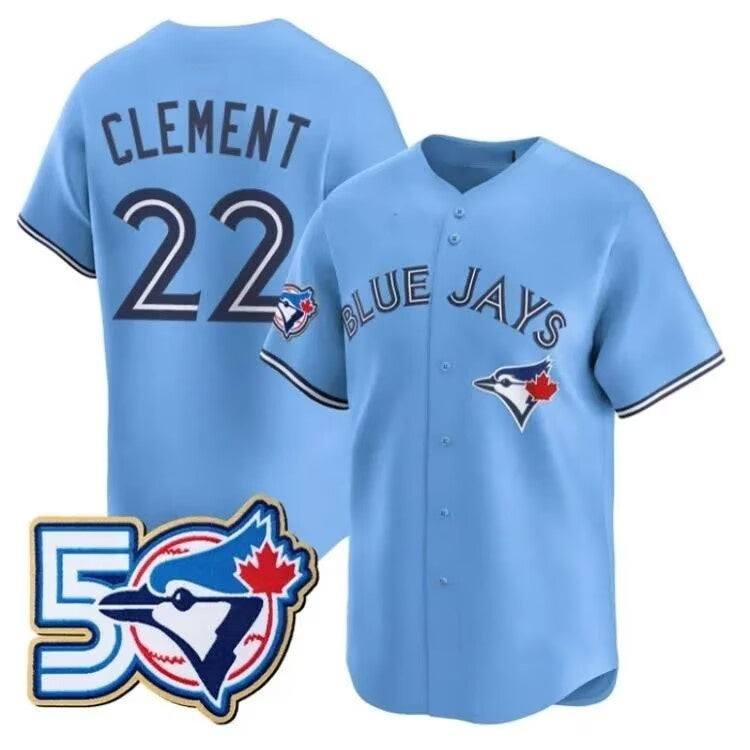 Toronto Blue Jays #22 Ernie Clement Blue MWATKINS 50th Anniversary Alternate Limited Jersey