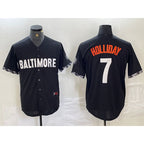 Baltimore Orioles #7 Jackson Holliday Black MWATKINS 2023 City Connect Cool Base Stitched Jersey