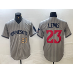 Minnesota Twins #23 Royce Lewis Number 2023 Grey MWATKINS Home Team Cool Base Stitched Jersey 2