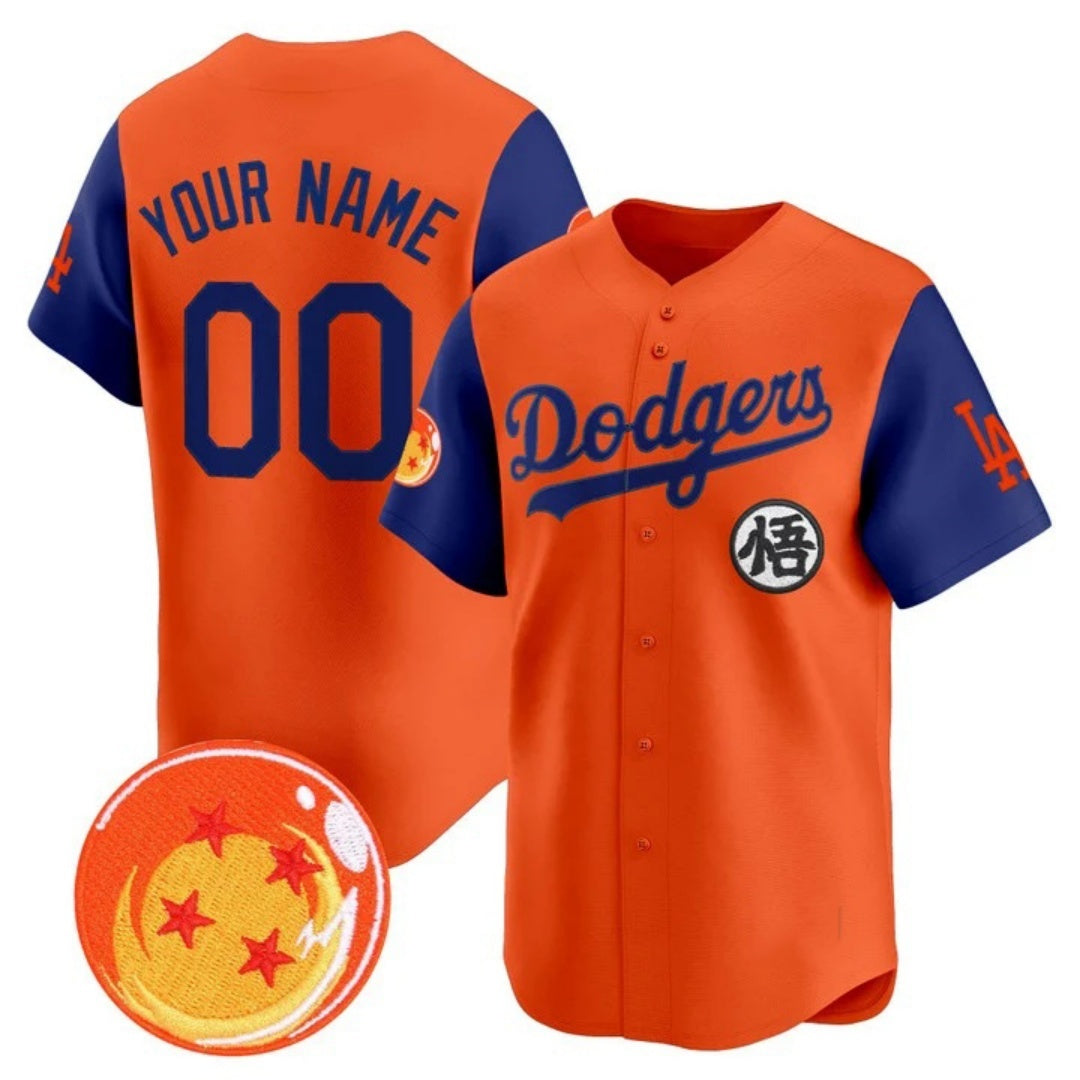 Custom Los Angeles Dodgers x Dragon Ball Royal Orange MWATKINS Vapor Premier Limited Jersey - Stitched