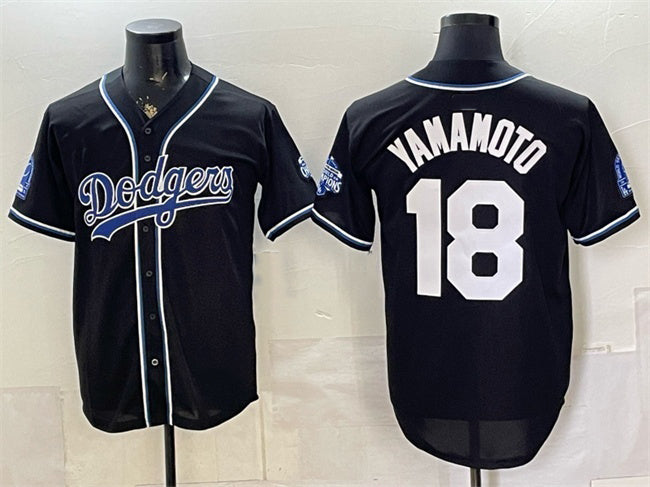 Los Angeles Dodgers #18 Yoshinobu Yamamoto B2B Champs 2026 Black MWATKINS Out Style Vapor Limited Stitched Jersey
