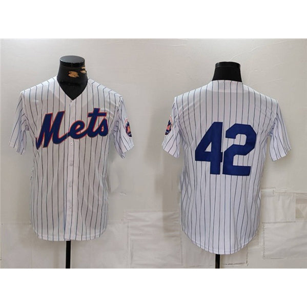 New York Mets #42 Jackie Robinson White MWATKINS Cool Base Stitched Jersey