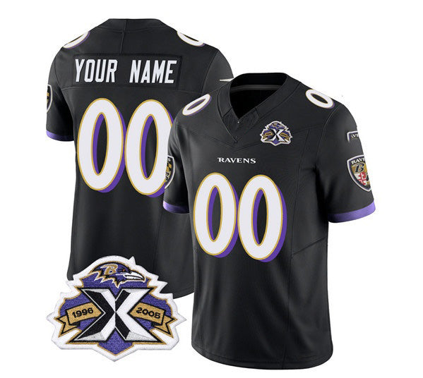 Custom B.Ravens Active Player Black MWATKINS 2023 F.U.S.E With Patch Throwback Vapor Limited Stitched Jersey