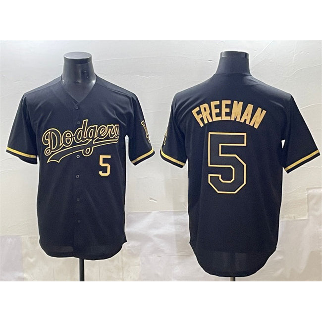 Los Angeles Dodgers #5 Freddie Freeman Black Gold MWATKINS Limited Stitched Jersey