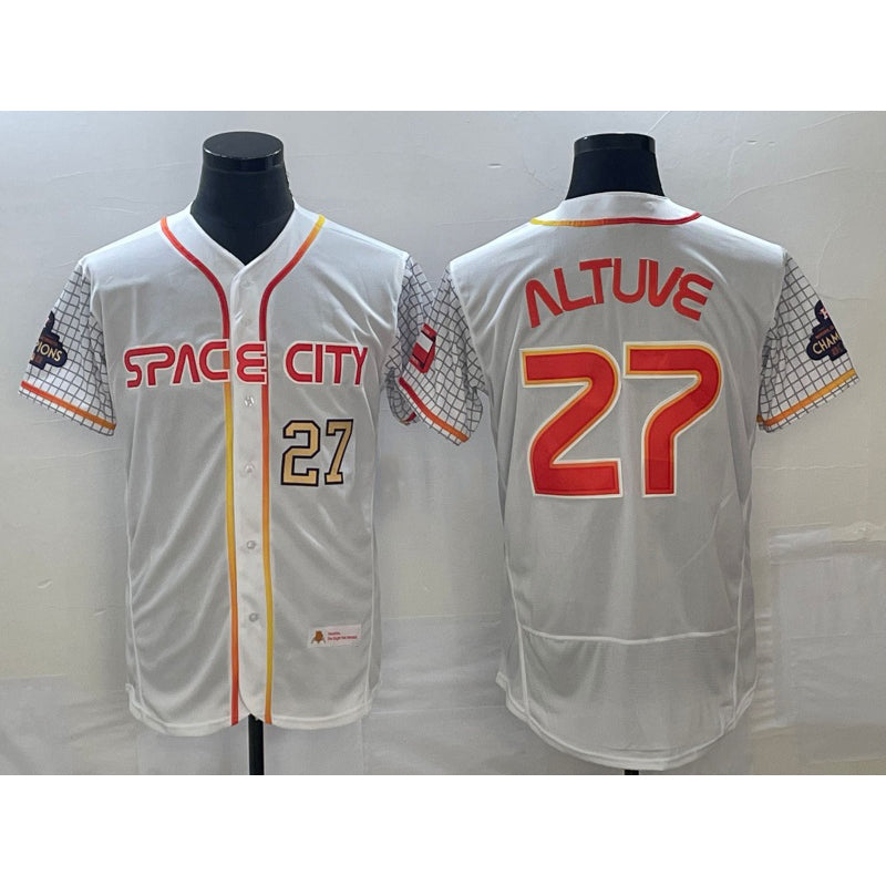 Houston Astros #27 Jose Altuve Number White MWATKINS 2023 City Connect Flex Base Stitched Jersey