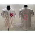 New York Yankees #2 Derek Jeter Pink MWATKINS With Patch Limited Stitched Jersey