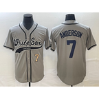 Chicago White Sox #7 Tim Anderson Number Grey MWATKINS Cool Base Stitched Jersey