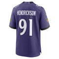 B.Ravens #91 Trey Hendrickson Purple MWATKINS Team Game Jersey