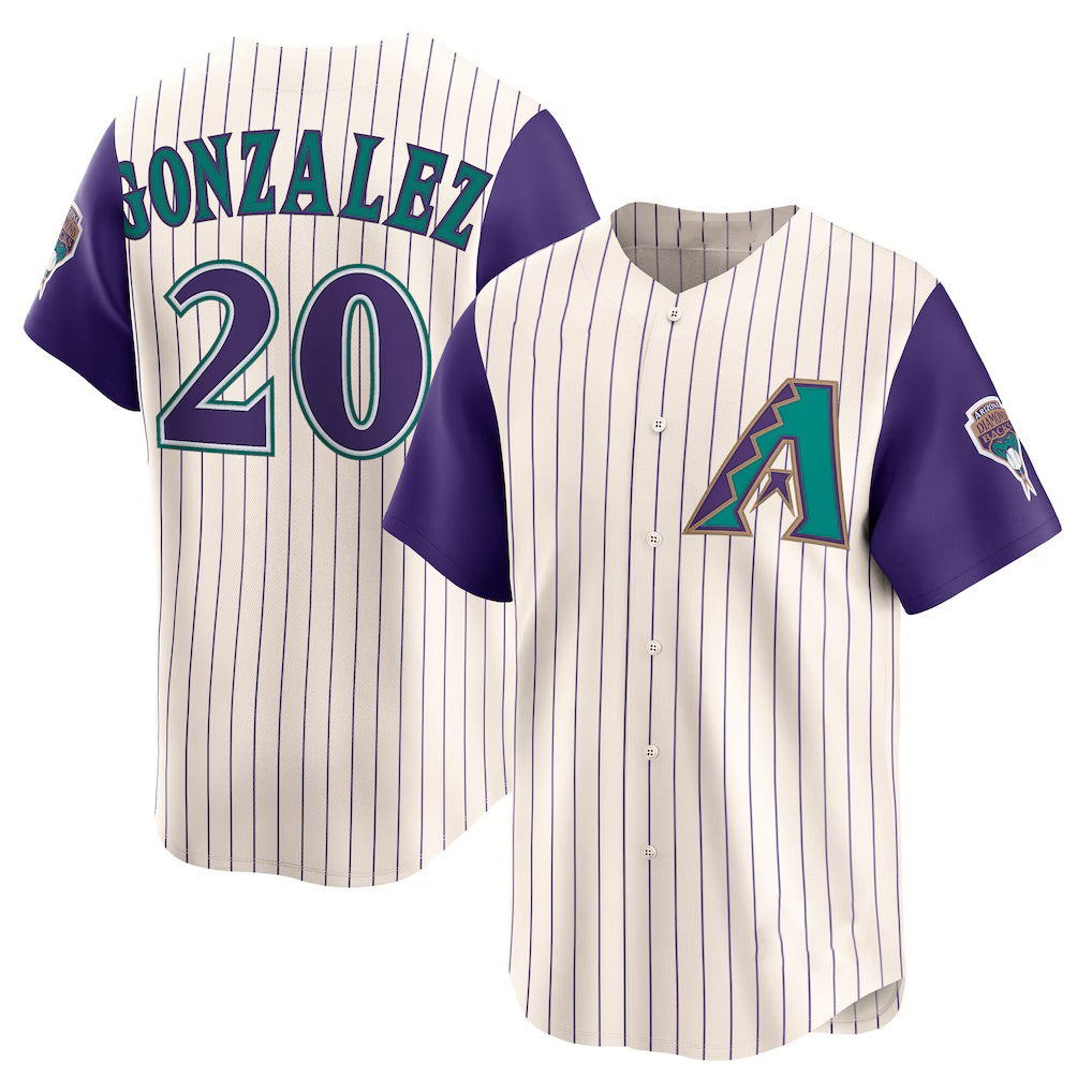 Arizona Diamondbacks #20 Luis Gonzalez Cream MWATKINS Throwback Cooperstown Collection Limited Jersey