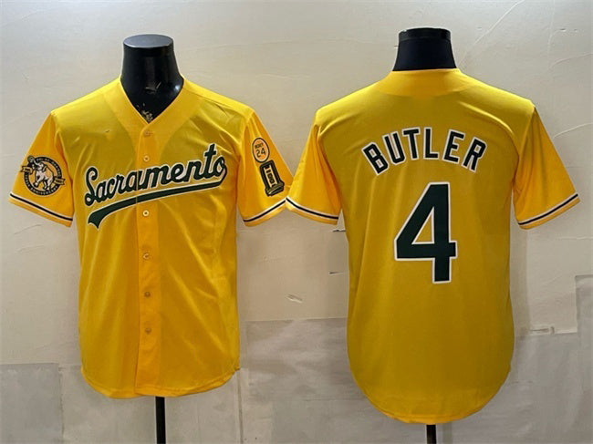 Oakland Athletics #4 Lawrence Butler 2026 Yellow MWATKINS Alternate Sacramento Celebrating 125 Years Vapor Limited Stitched Jersey
