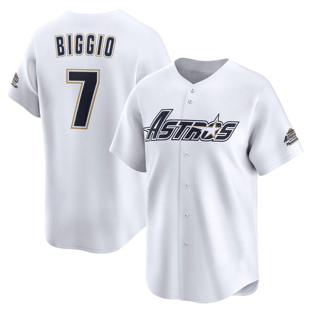 Houston Astros #7 Craig Biggio White MWATKINS Throwback Cooperstown Collection Limited Jersey