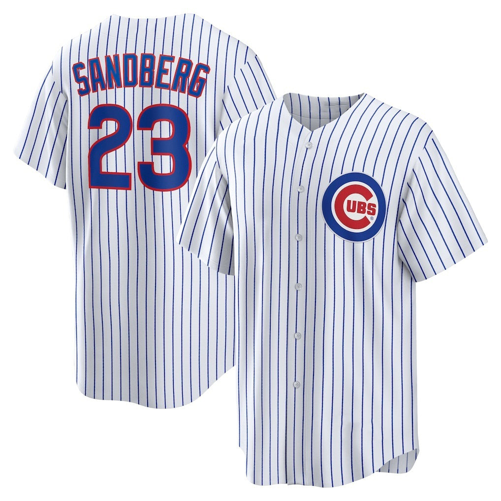 Chicago Cubs #23 Ryne Sandberg White MWATKINS Home Retired Player Replica Jersey