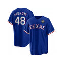 Texas Rangers #48 Jacob DeGrom Royal MWATKINS 2023 World Series Cool Base Stitched Jersey