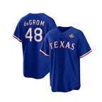 Texas Rangers #48 Jacob DeGrom Royal MWATKINS 2023 World Series Cool Base Stitched Jersey